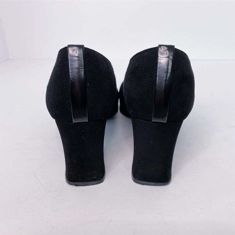 Thumbnail: Vintage Stuart Weitzman Black Suede Block Heel