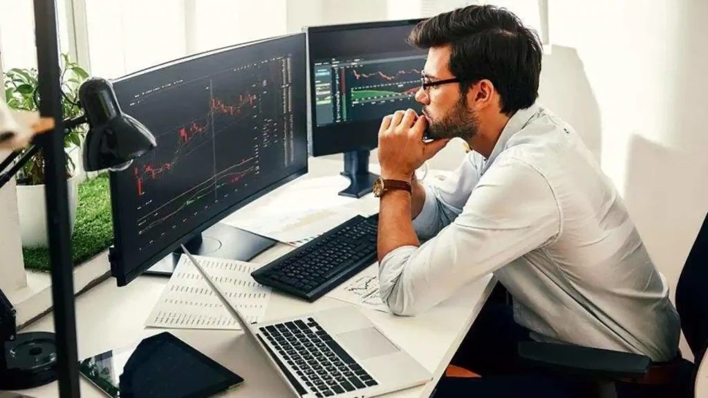 Man looking at the screen