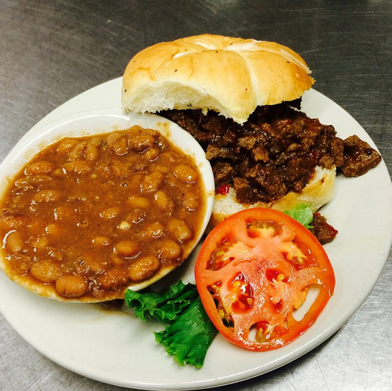 Brisker Sandwich with BBQ Beans