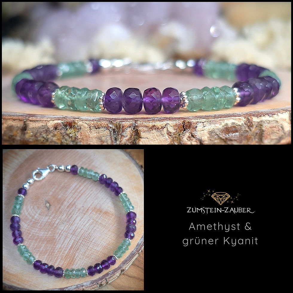 Armband Unikat Amethyst und grüner Kyanit