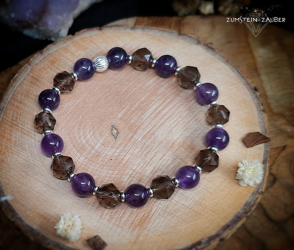 Miniaturbild: Armband - Amethyst & Rauchquarz