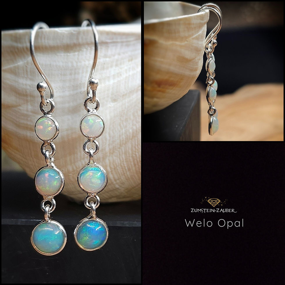 Ohrhänger aus 925er Silber mit Welo Opal, elegante Gesamtansicht – Schmuck von Zumstein-Zauber