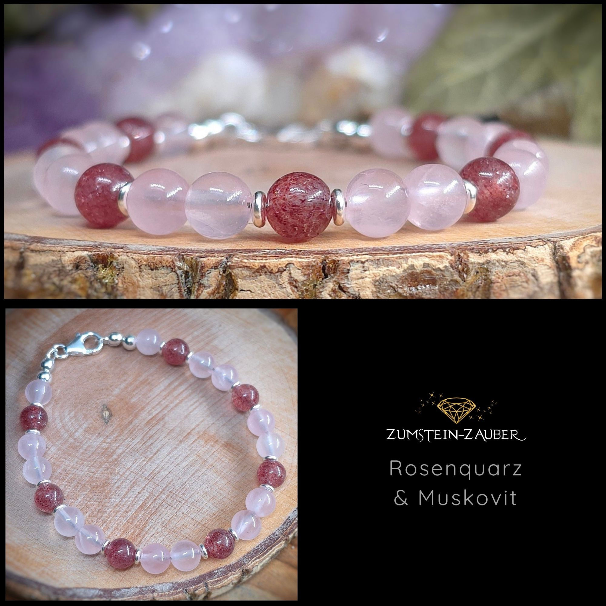 Armband - Rosenquarz & Muskovit