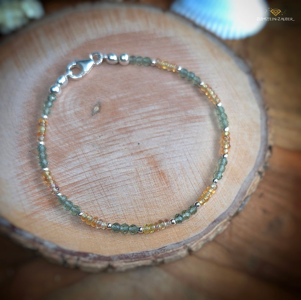 Miniaturbild: Armband Unikat Grüner Kyanit und gelber Saphir