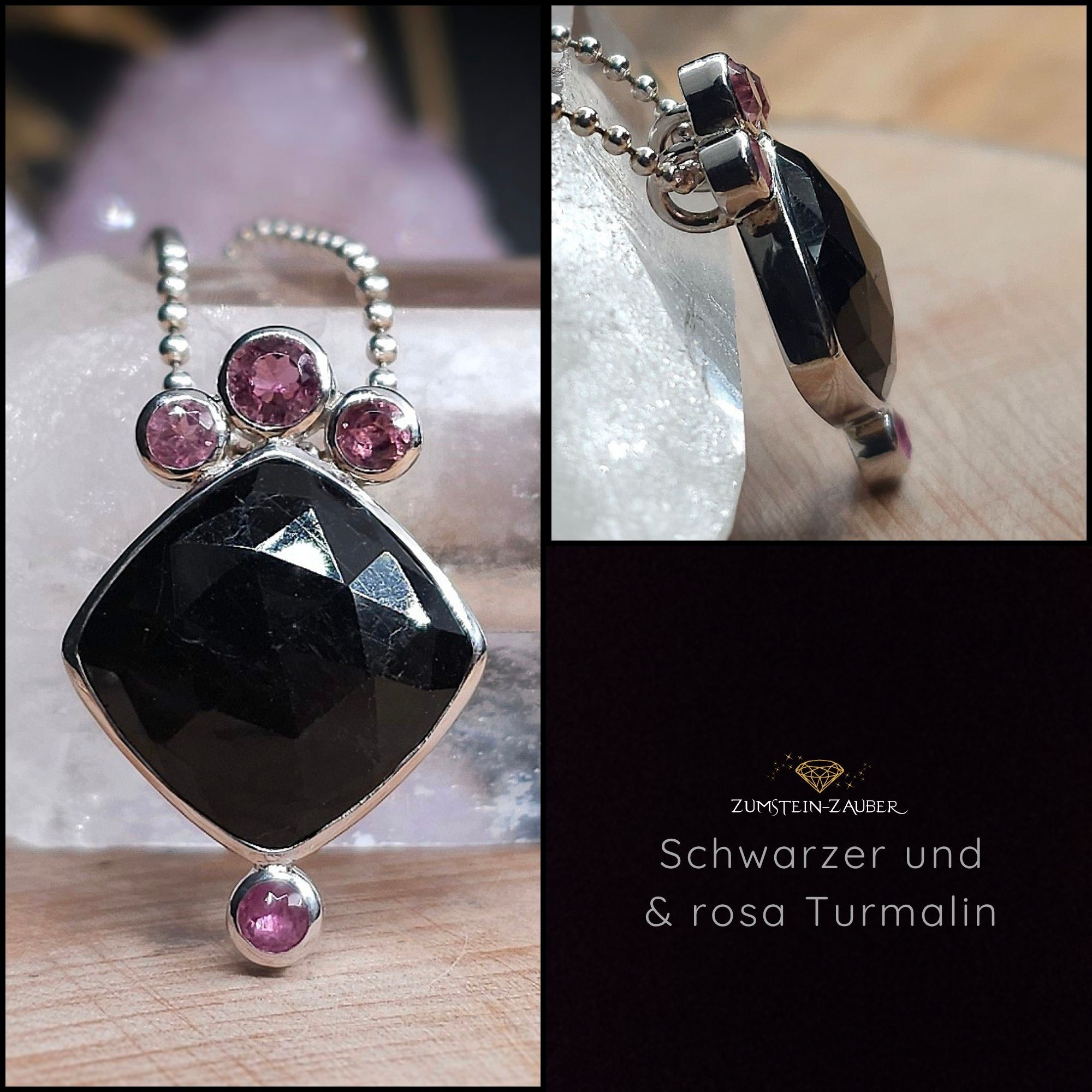 Anhänger - Schwarzer & rosa Turmalin