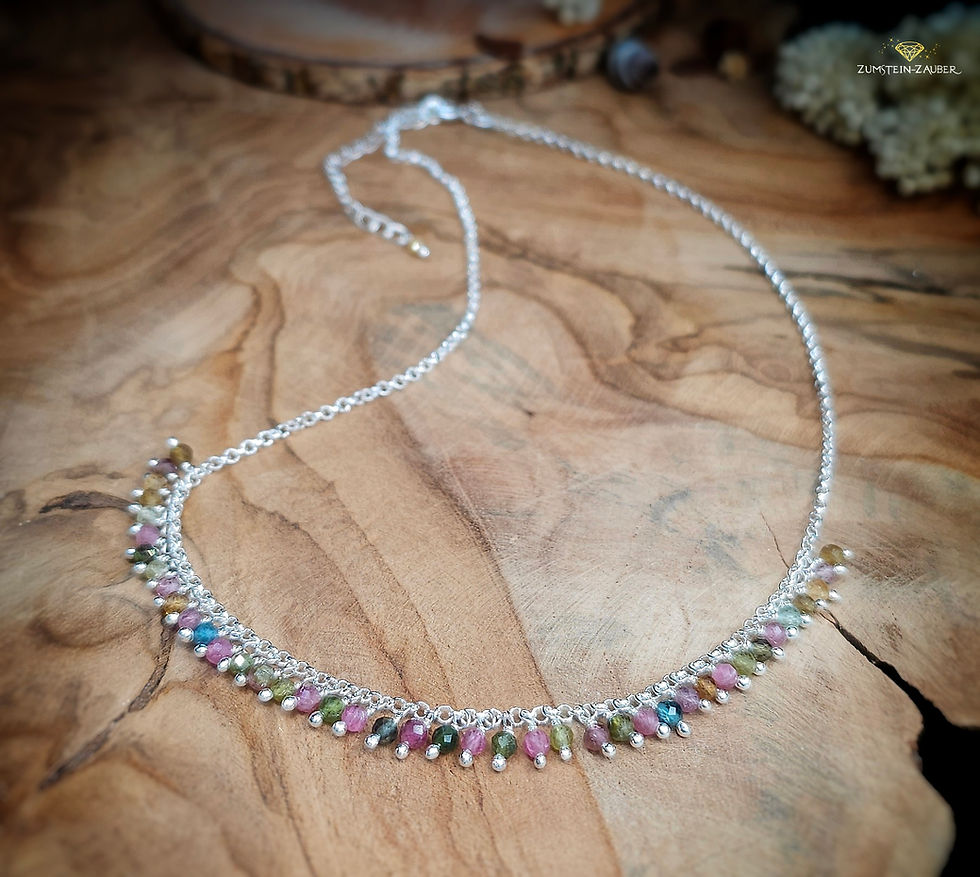 Miniaturbild: Halskette - Multicolor Turmalin Silber
