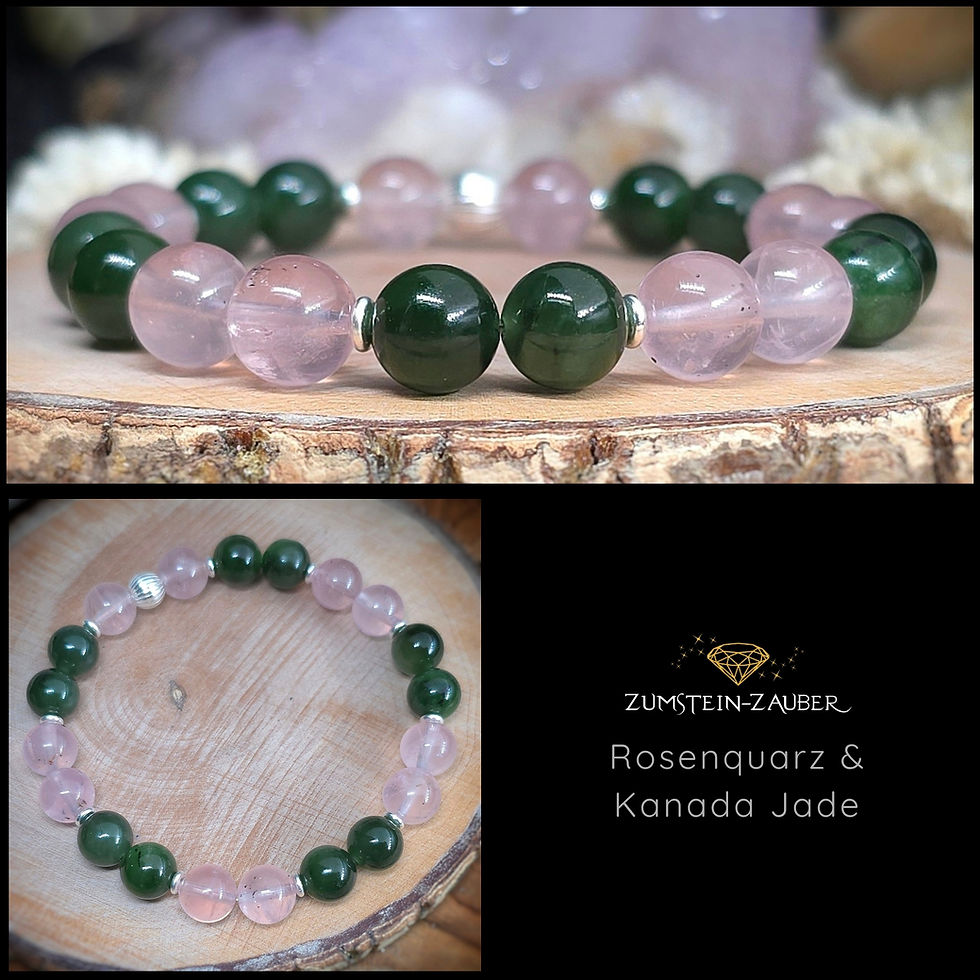 Armband Rosenquarz und Kanada Jade
