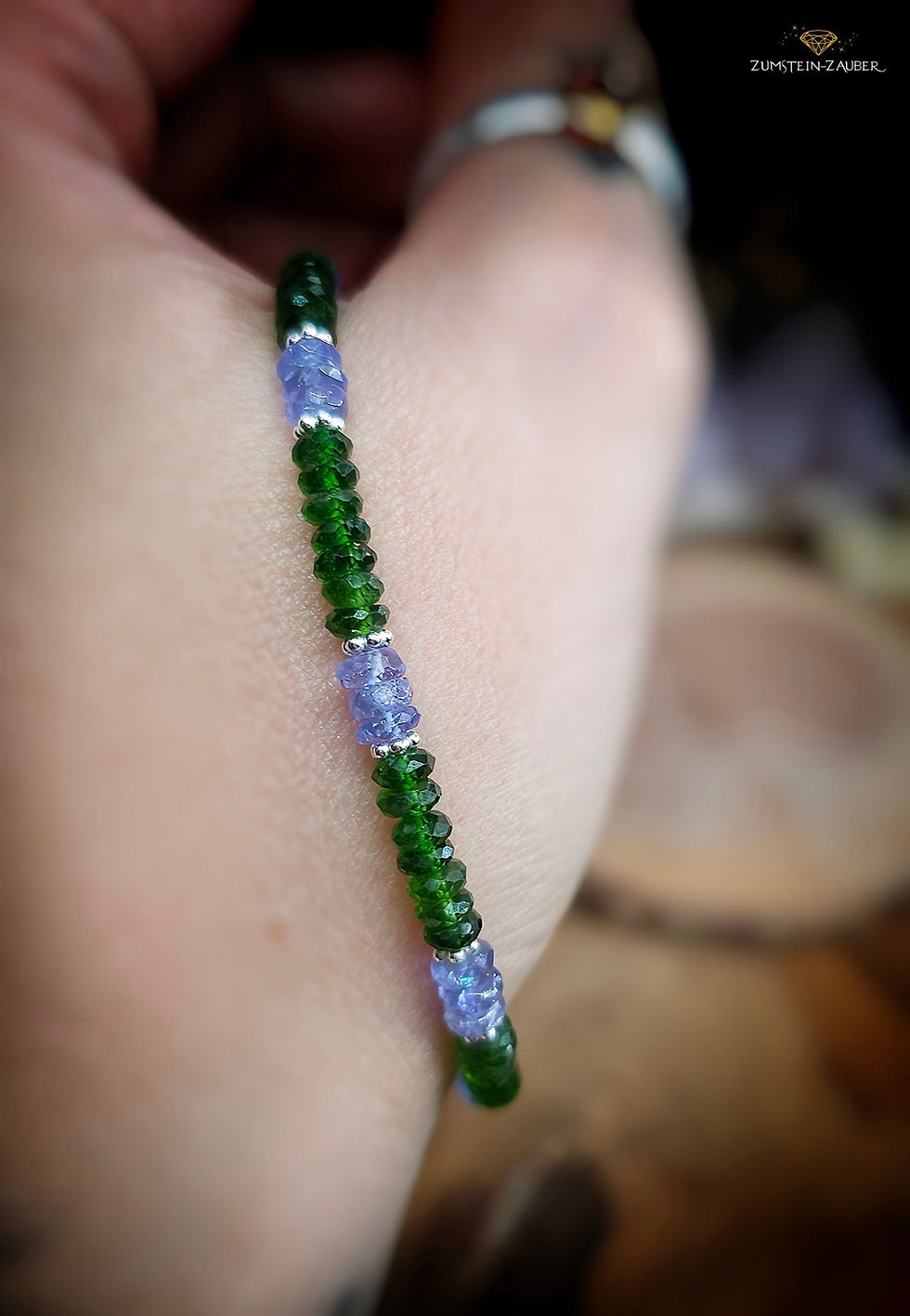 Miniaturbild: Armband - Chromdiopsid & Tansanit
