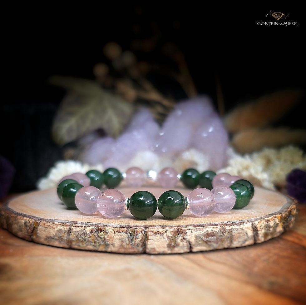 Armband Rosenquarz und Kanada Jade