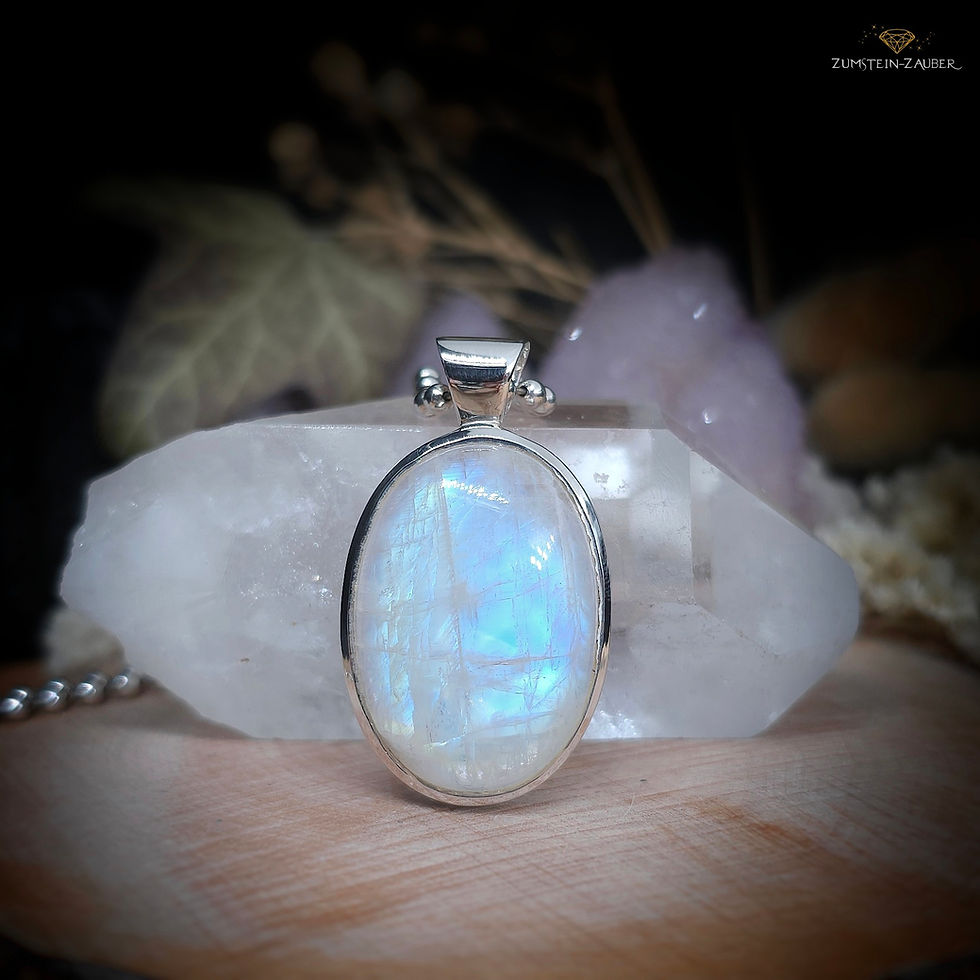Anhänger weisser Labradorit / Regenbogenmondstein