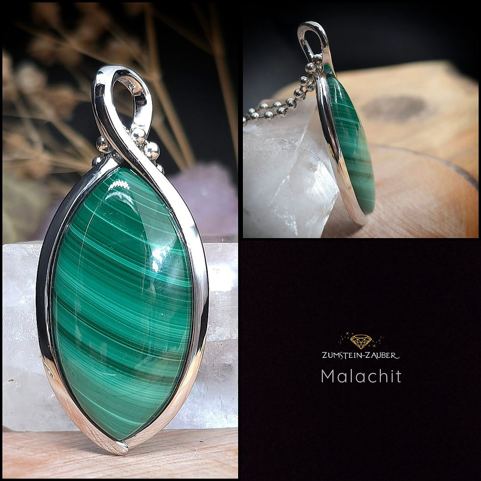 Malachit Anhänger in Silber rhodiniert