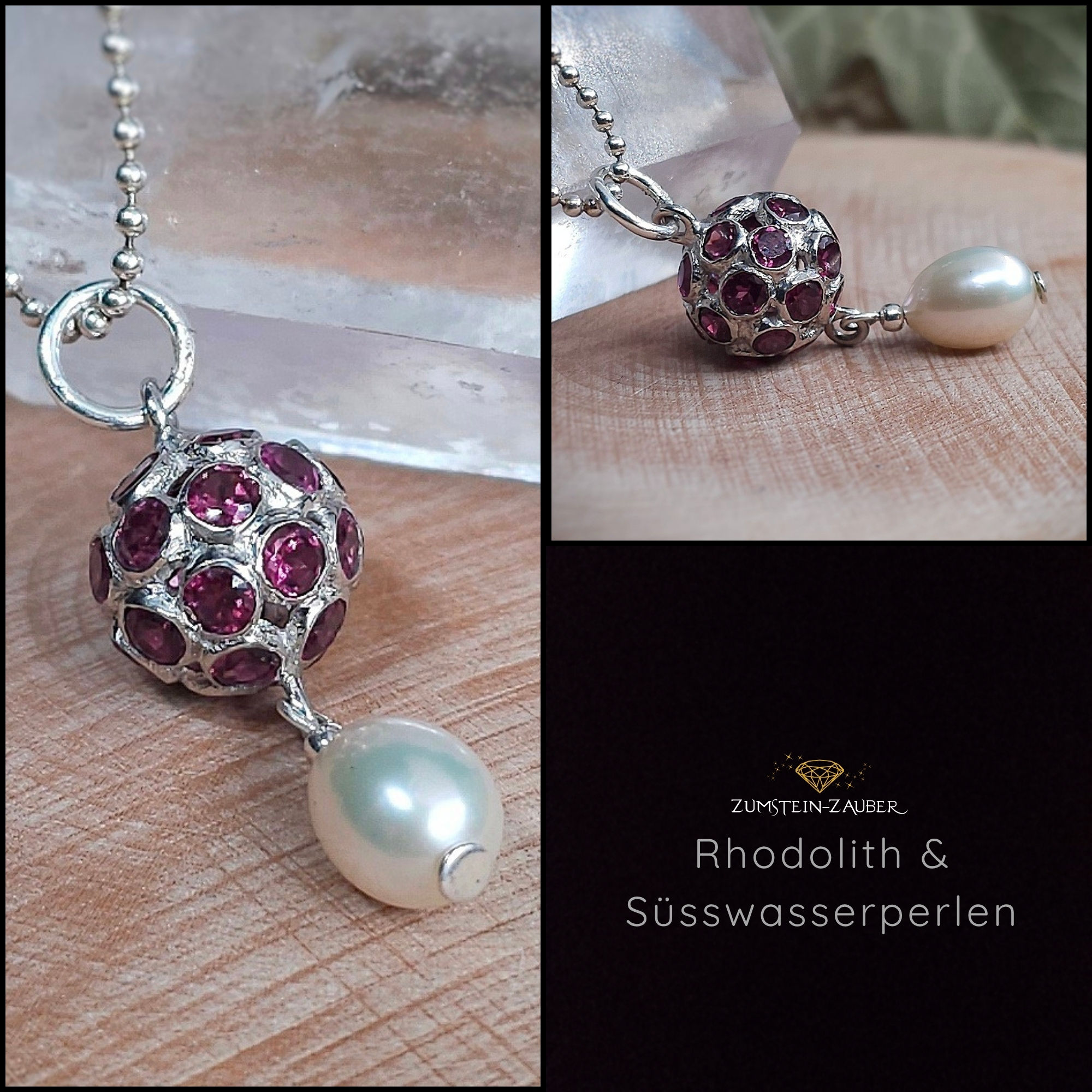 Anhänger - Rhodolith & Süsswasserperle