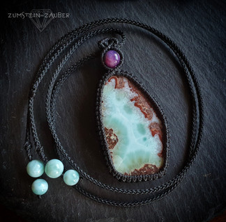 Macrame Larimar und Sugilith