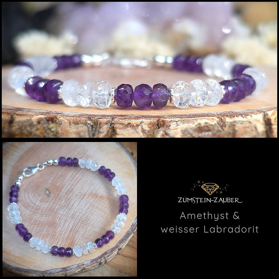 Armband Amethyst und Weisser Labradorit