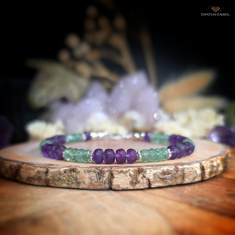 Armband Unikat Amethyst und grüner Kyanit