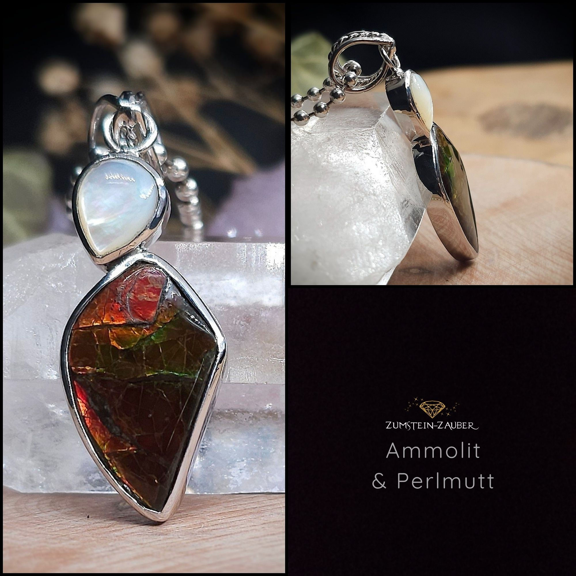Anhänger - Ammolit & Perlmutt
