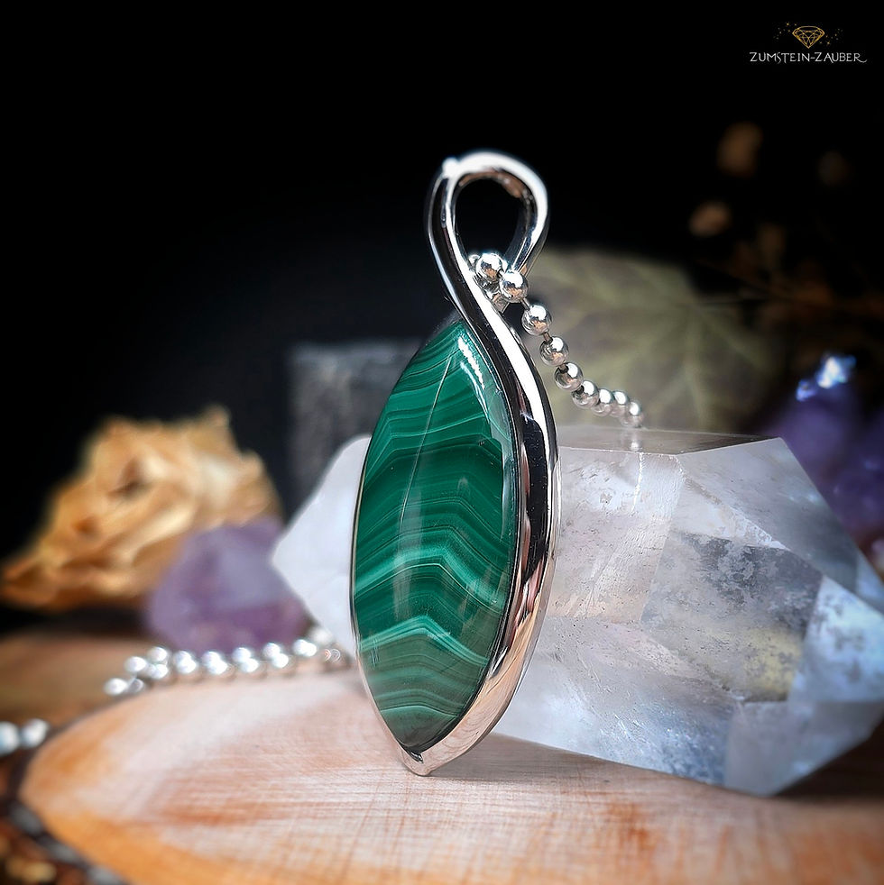 Miniaturbild: Malachit Anhänger in Silber rhodiniert