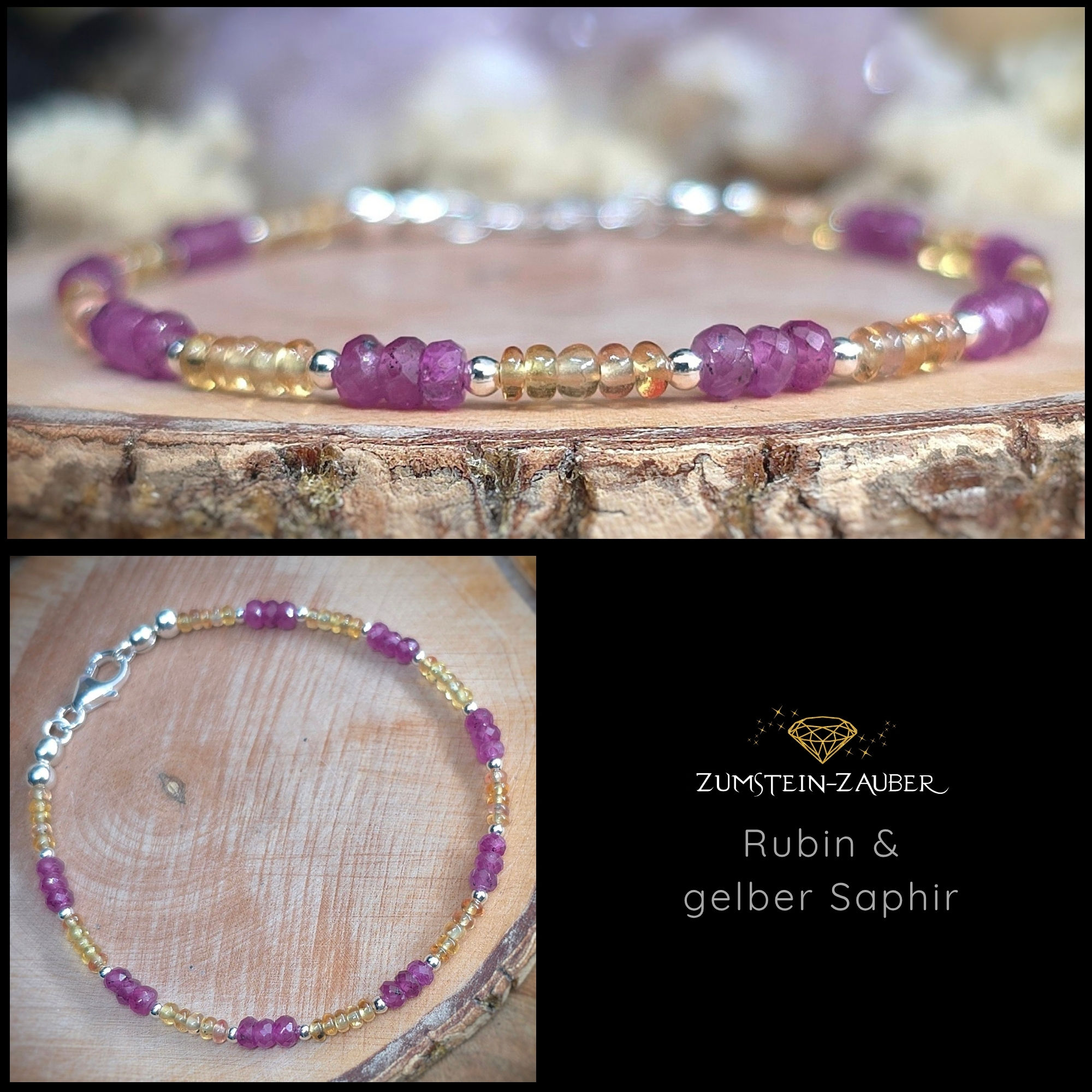 Armband Rubin und gelber Saphir