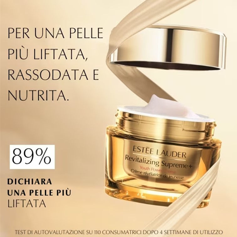 Miniatura: "Trattamento anti-età Estée Lauder Revitalizing Supreme+ Youth Power Creme, formato 75ml. Confezione lussuosa color oro con s