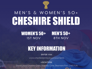 Women's and Men's 50+ Cheshire Shield entries are open!