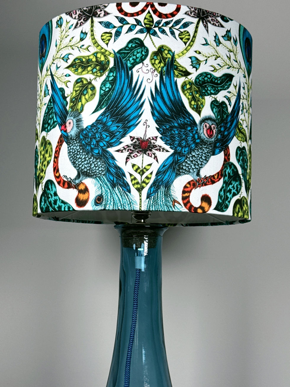 Thumbnail: Amazon White Tall Blue Hyalos Lampshade & Lamp Base Set