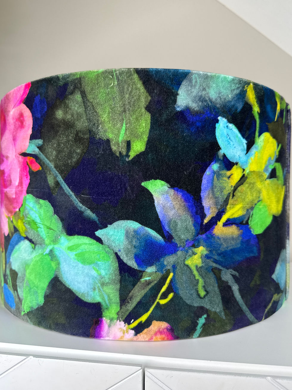 Thumbnail: Designers Guild fuchsia floral velvet lampshade