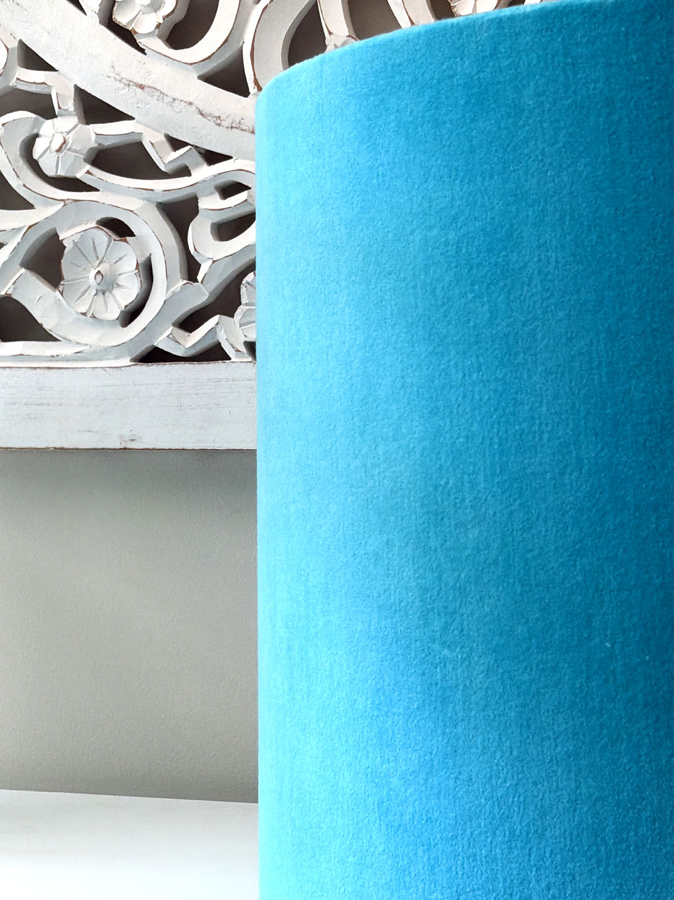 Thumbnail: velvet drum lampshade turquoise