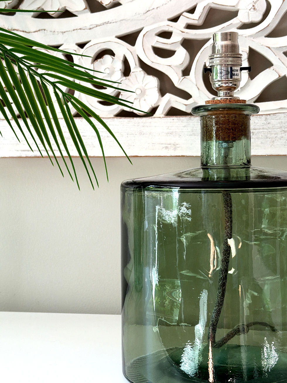 Thumbnail: khaki green glass lamp base