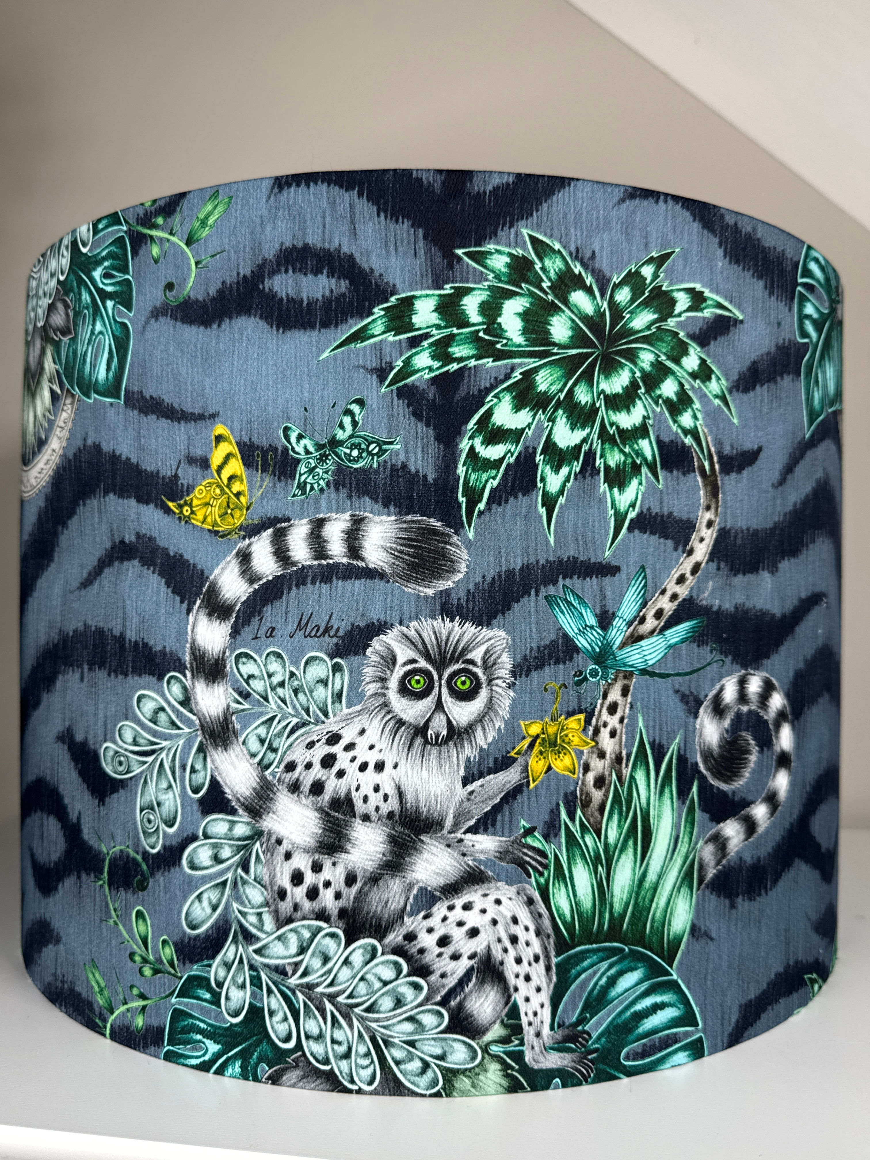 Emma J Shipley - Lemur Navy Lampshade