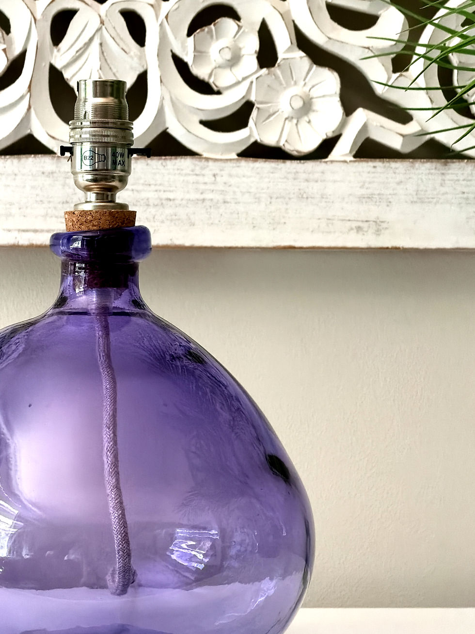 Thumbnail: amethyst recycled glass lamp base