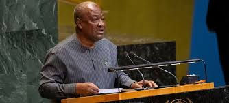 President John Mahama of Ghana addresses the UN General Assembly on the International Day of Remembrance of Victims of Slavery and Transatlantic Slave Trade.