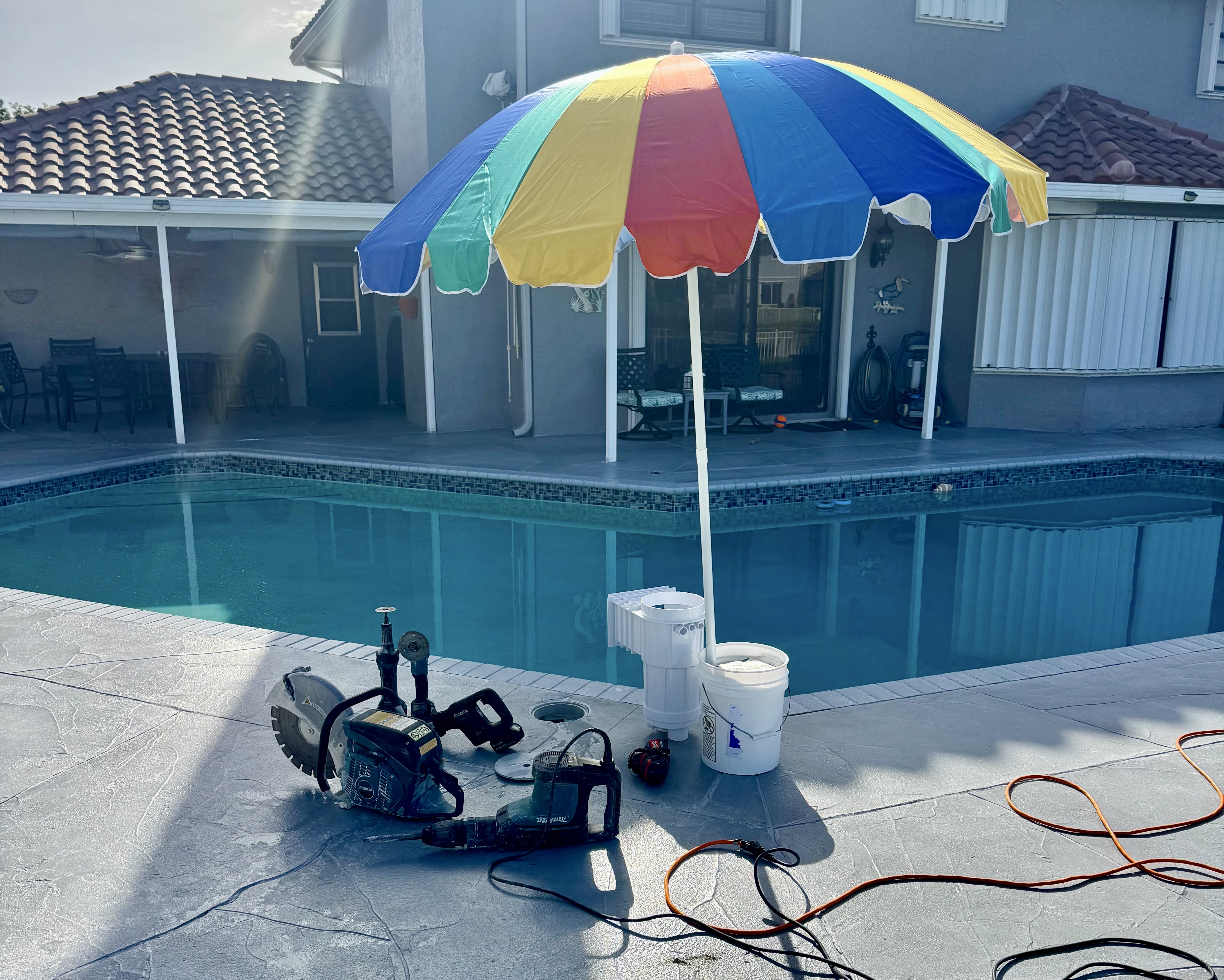 Pool equipment being examined for service