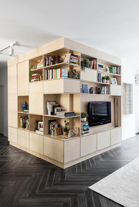 wooden shelves unit