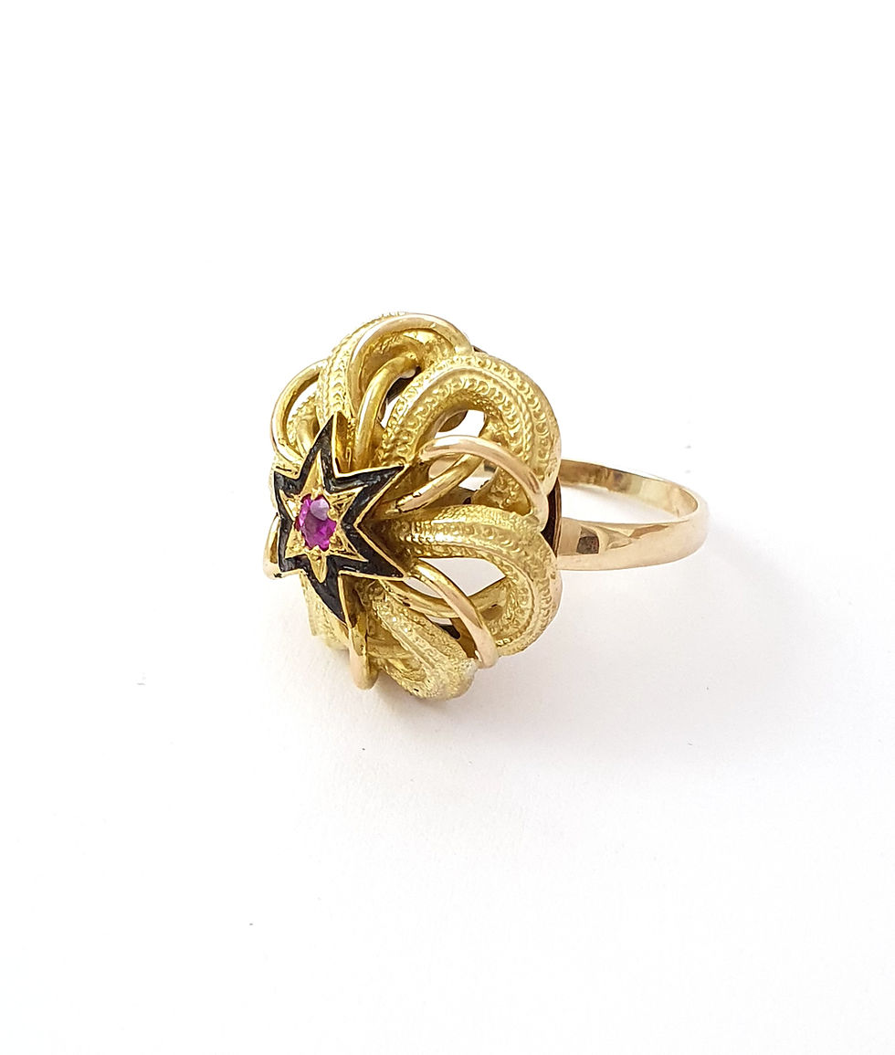 Miniaturbild: Rubinring mit schwarzer Emaille