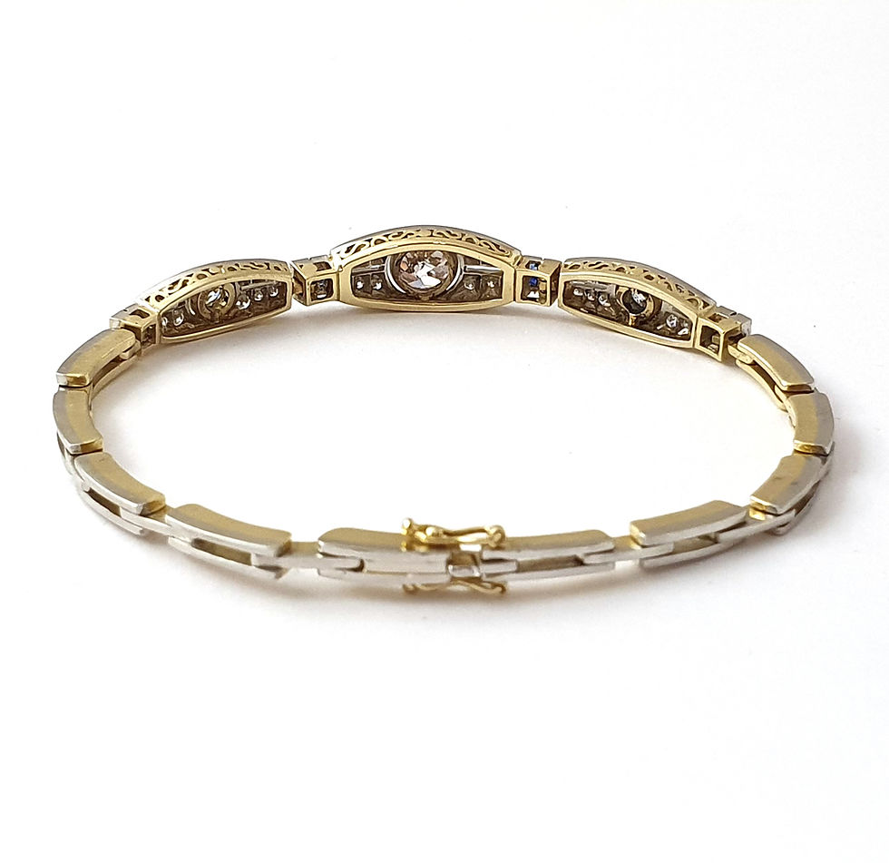 Miniaturbild: Armband mit Altschliff-Diamanten und Safir-Carées