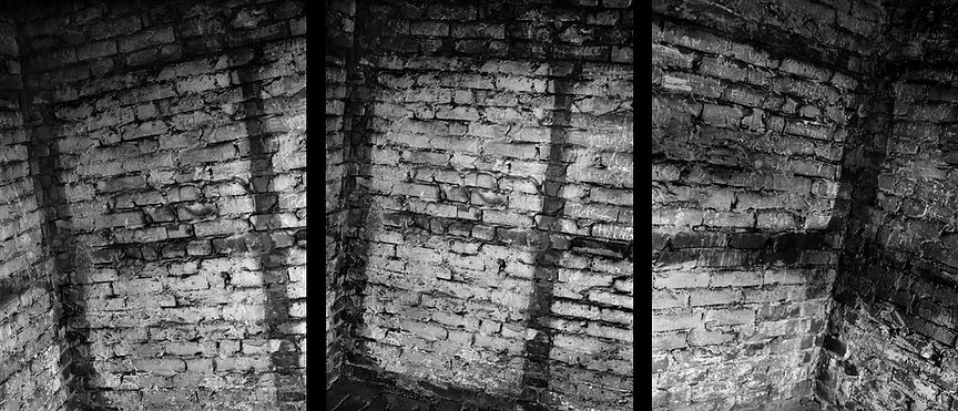Lines revealed by removal of sleeping platforms from one of the women's sleeping barracks, Birkenau.