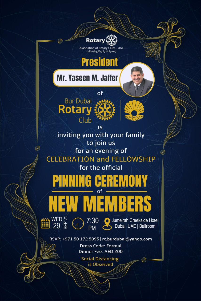 Bur Dubai Rotary Club Official Pinning Ceremony