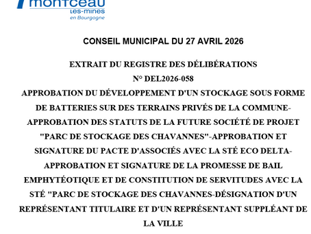 Délibération du conseil municipal de Montceau-les-Mines