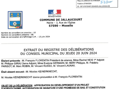 Délibération du conseil municipal de Jallaucourt