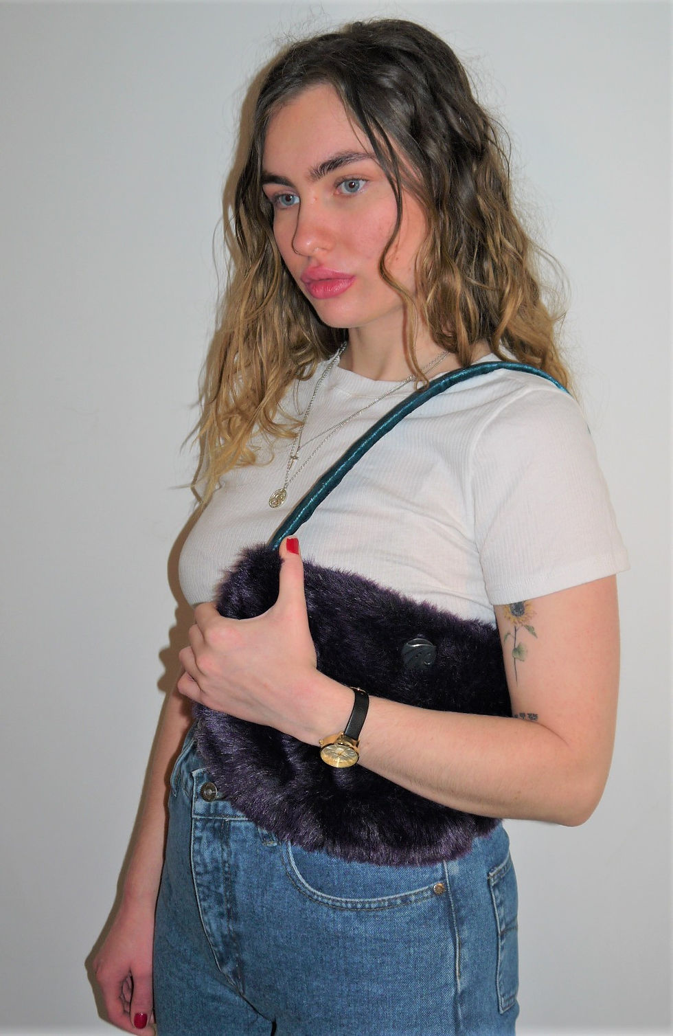 Thumbnail: Fluffy Purple Shoulder Bag