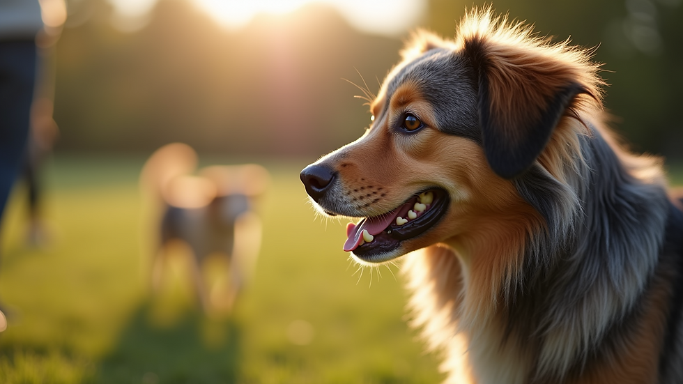 Close-up view of a well-behaved dog during training