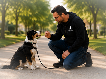 Border collie working with dog trainer Stephen dube