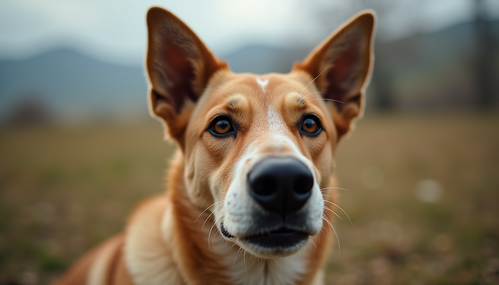 dog watching trainer intently