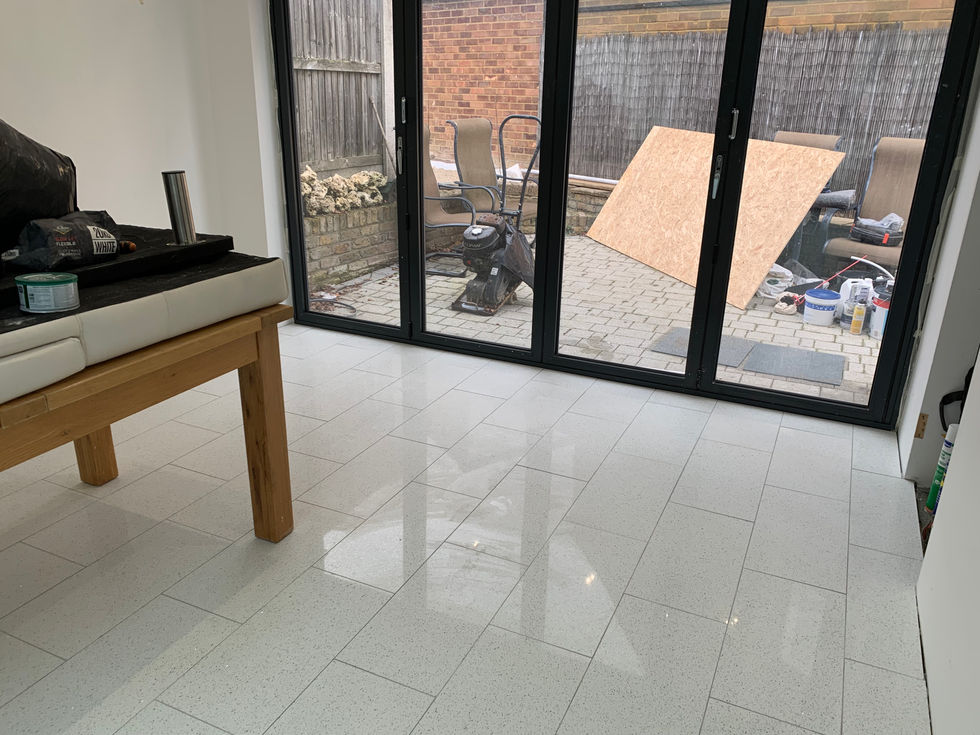 quartz floor in Houghton Regis with white grout