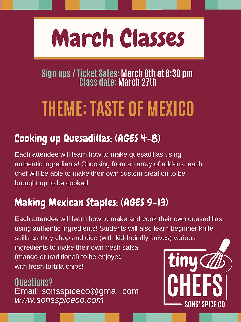 Thumbnail: Making Mexican Staples (Ages 9-13 | MARCH 27 | 2:00 PM - 2:45 PM)