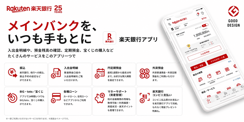 楽天銀行アプリの特徴画像