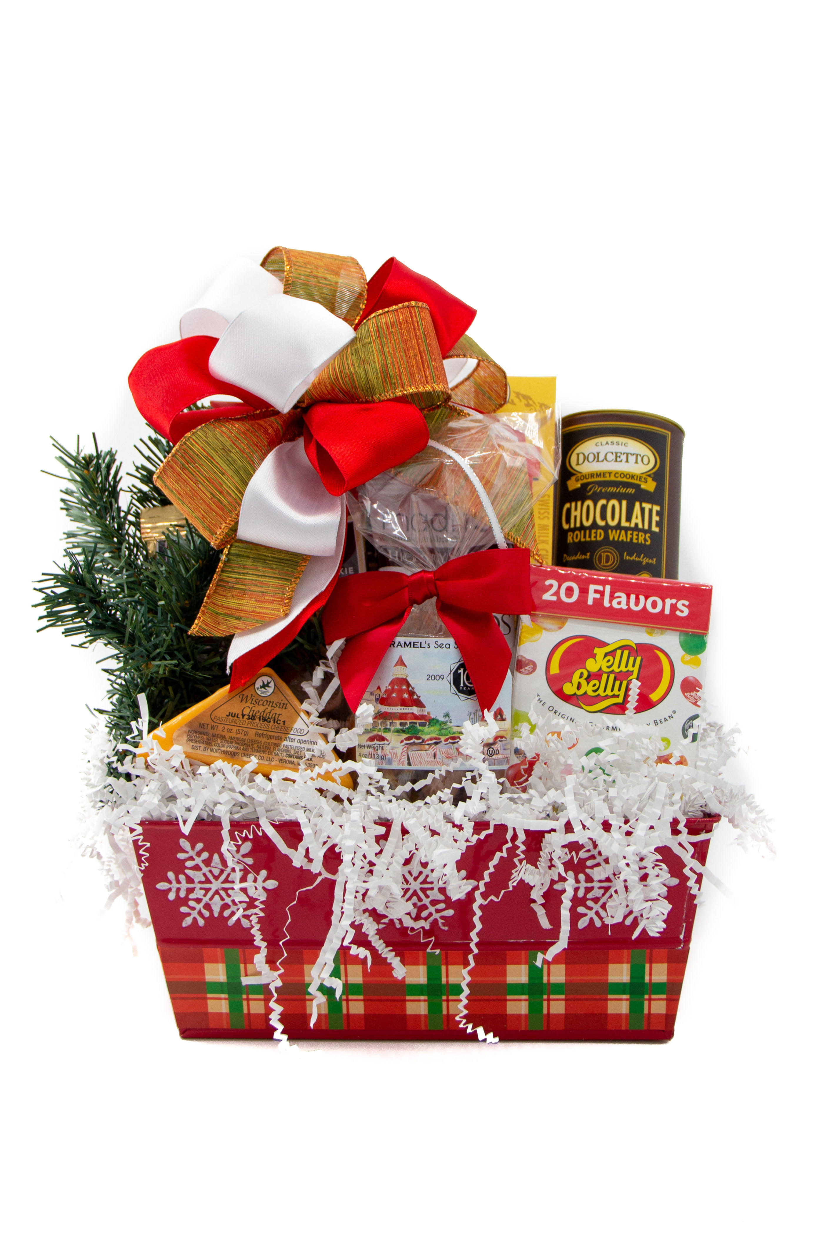 Holiday Plaid Gift Basket (Metal)—$39.95 each