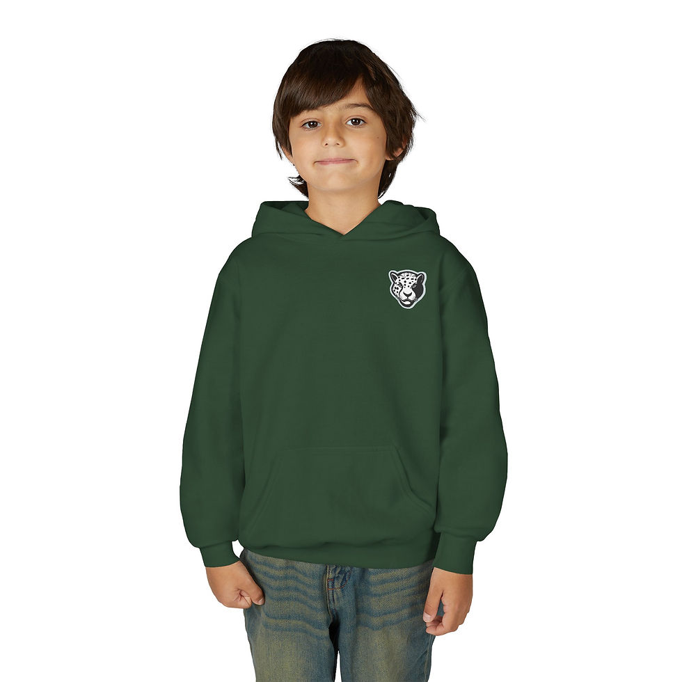 Thumbnail: Youth Jaguar Head Heavy Blend Hoodie (black & white logo)