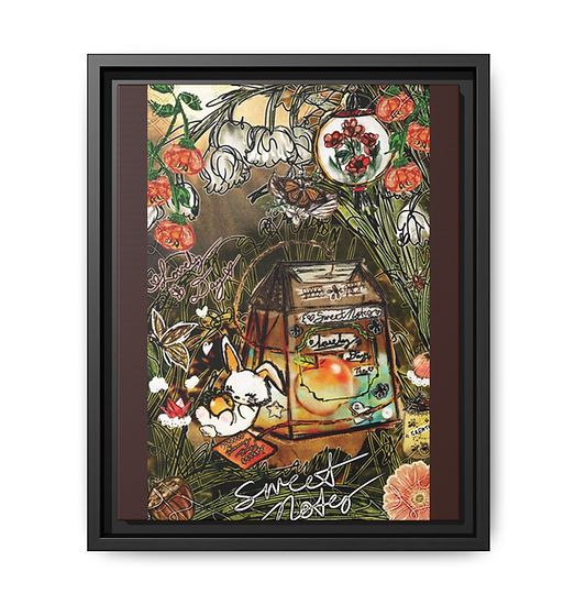 bunny-tea-time-sweet-notes-day-colorful-framed-canvas-art-print-whimsical-decor-gift-for-a
