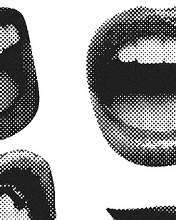 Halftone collage lips gesture set, Dotted modern retro urban pop art style Cutout grunge g